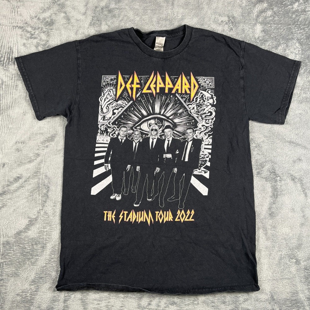 Gildan T Shirt Mens Medium Black Def Leppard Concert The Stadium Tour 2022 Print